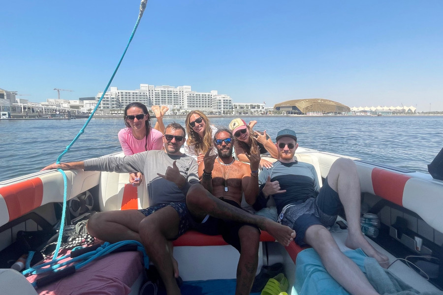 Eywoa wakesurfing camp on the water near Yas Island Abu Dhabi