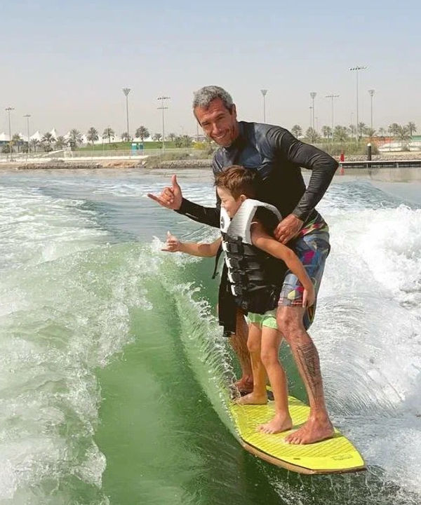 Kids wakesurfing with Eywoa near Yas Marina Abu Dhabi